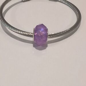 Silver Glittery Purple‎ Charm for Pandora Style Bracelet